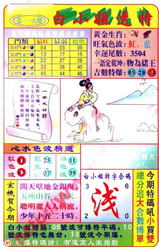 六合彩118期白小姐透特