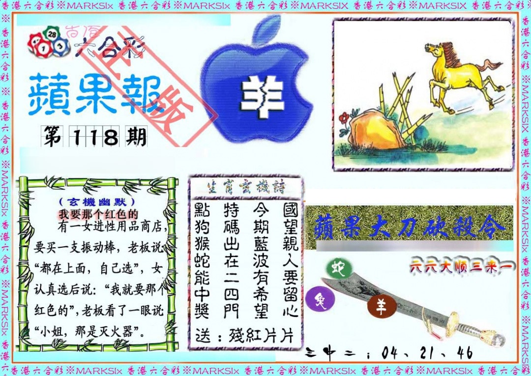 六合彩118期频果报