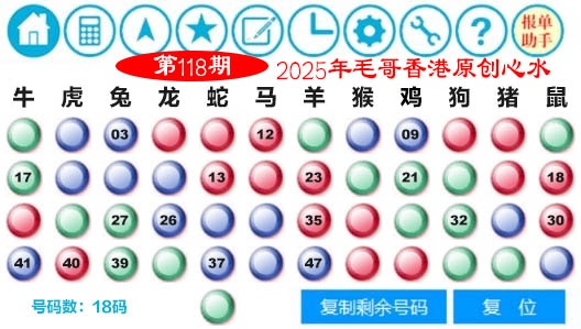六合彩118期毛哥心水