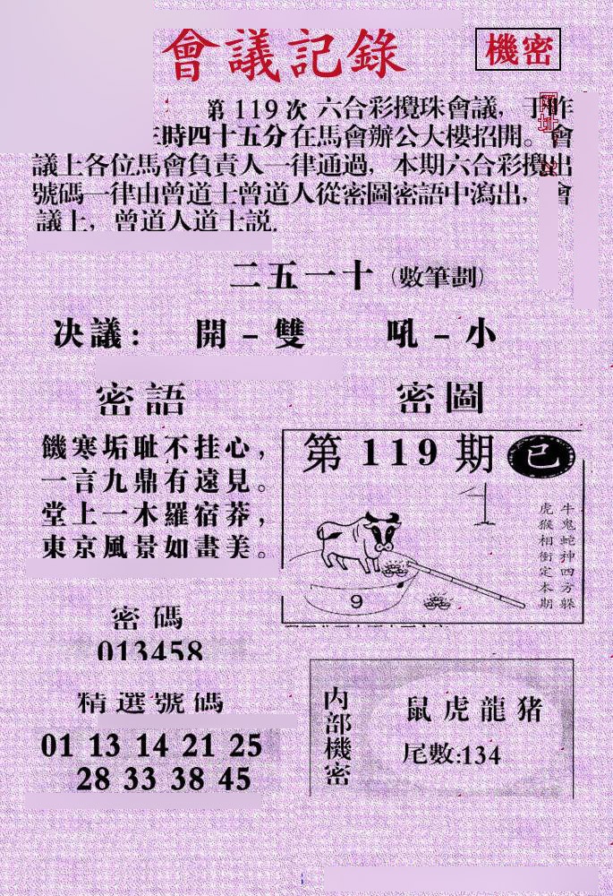 六合彩119期会议记录
