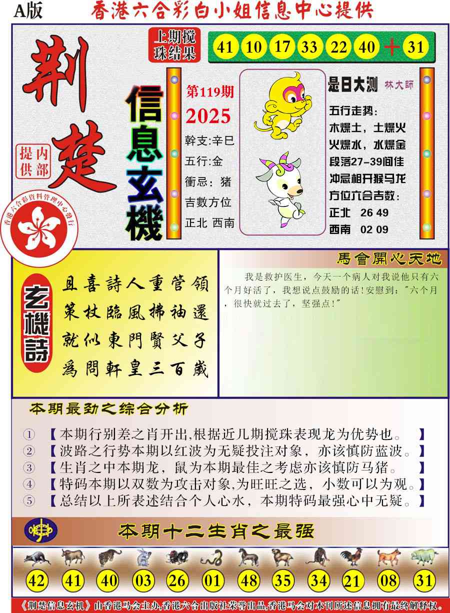 六合彩119期荆楚信息玄机A