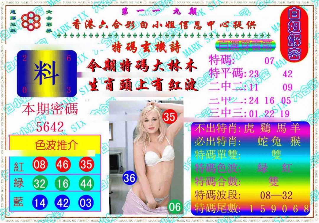 六合彩119期白姐解密《另版》