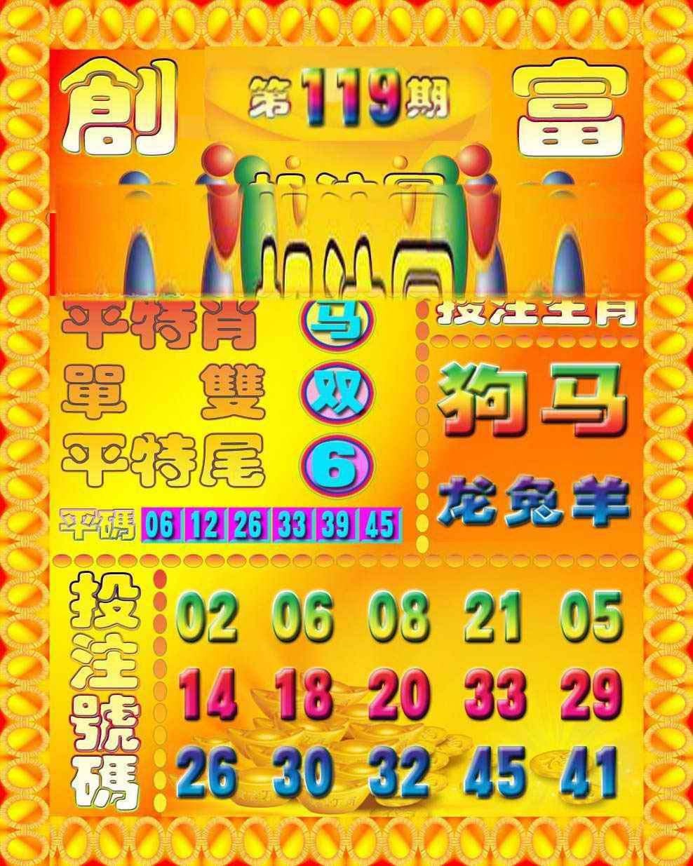 六合彩119期创富投注图