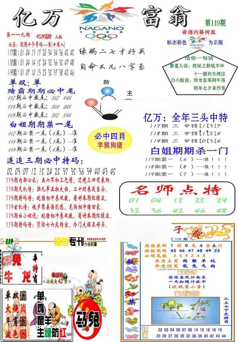 六合彩119期亿万富翁A