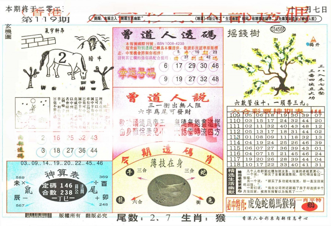 六合彩119期六合内部透码