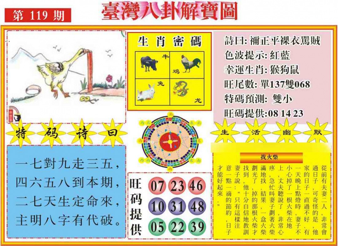六合彩119期台湾八卦解宝图