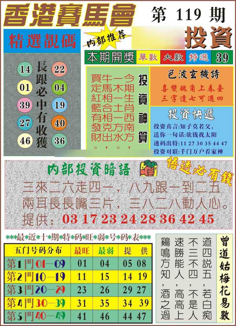 六合彩119期马经投资