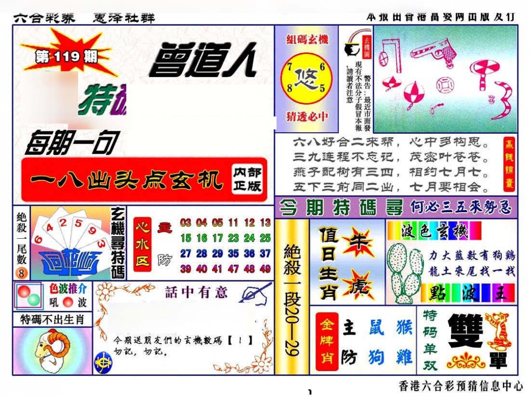 六合彩119期赠道人特马金手指