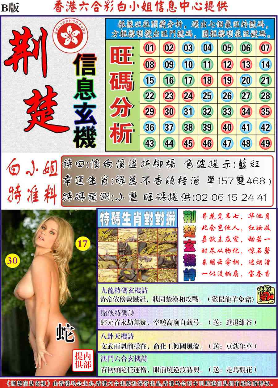 六合彩120期荆楚信息玄机B