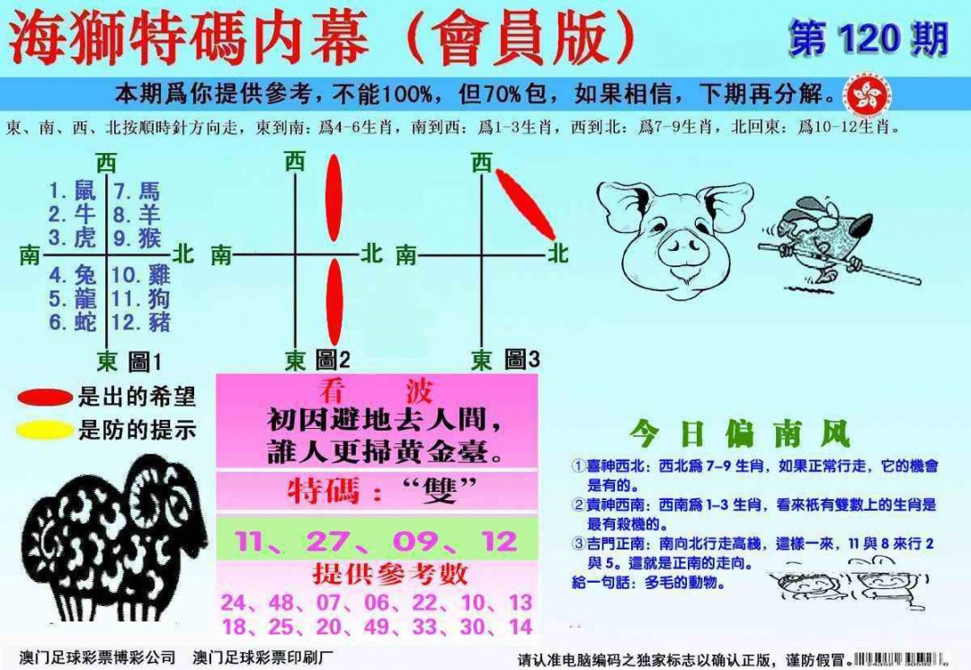 六合彩120期另版海狮特码内幕报
