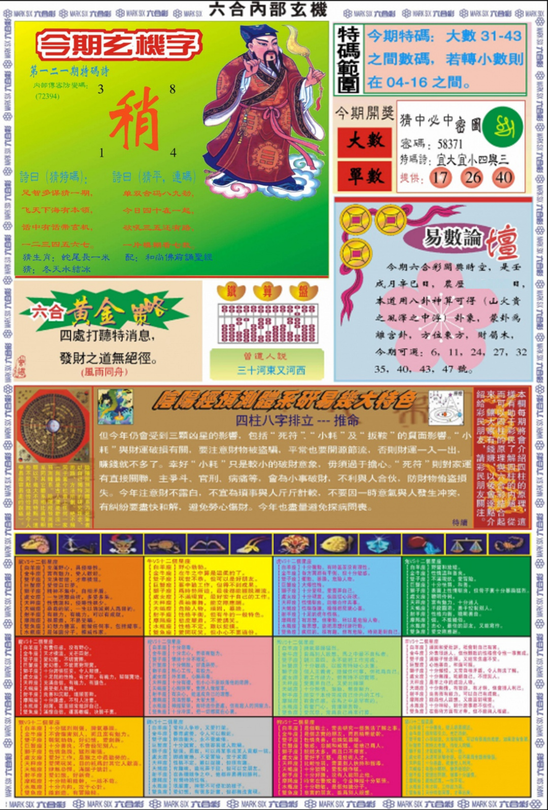 六合彩121期六合内部玄机B