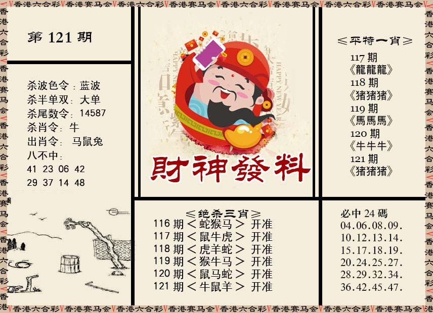六合彩121期财神发料