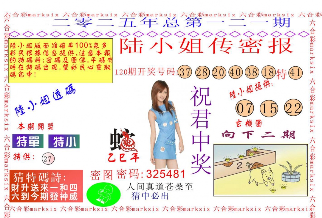 六合彩121期陆小姐传密A