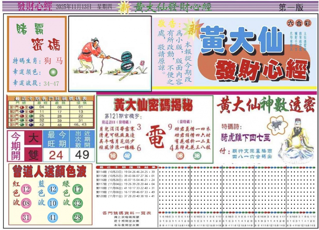 六合彩121期发财心经A