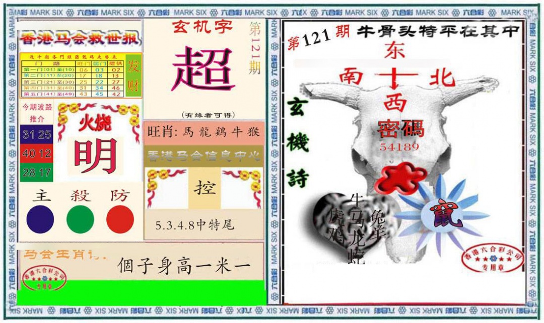 六合彩121期六合救世报+牛头报