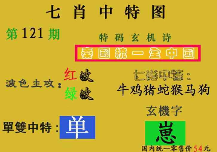 六合彩121期七肖中特(新图)