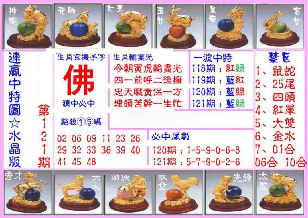 六合彩121期连赢中特图（水晶版）