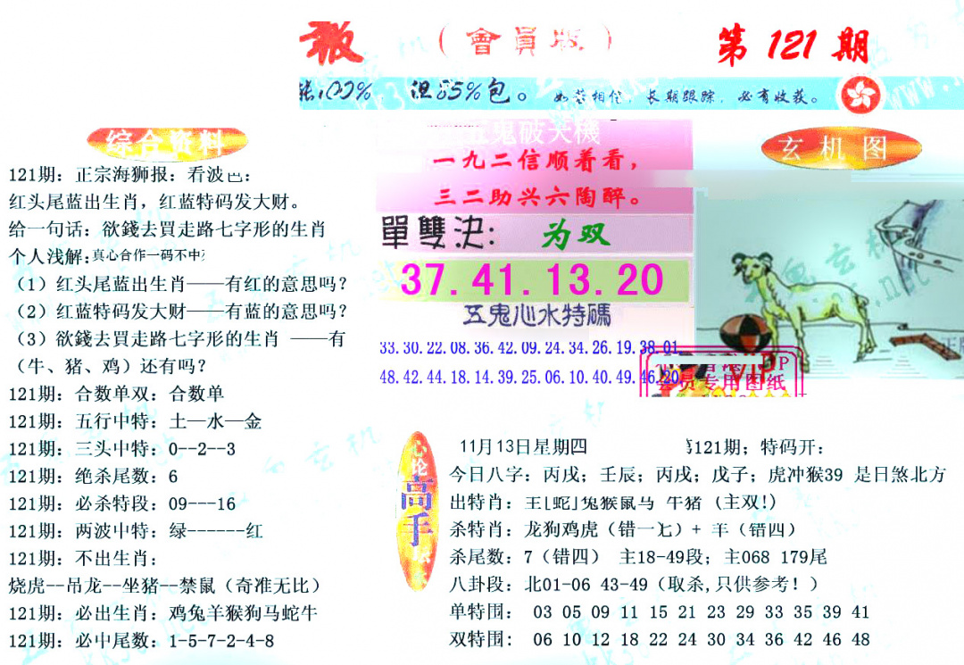 六合彩121期新五鬼玄机