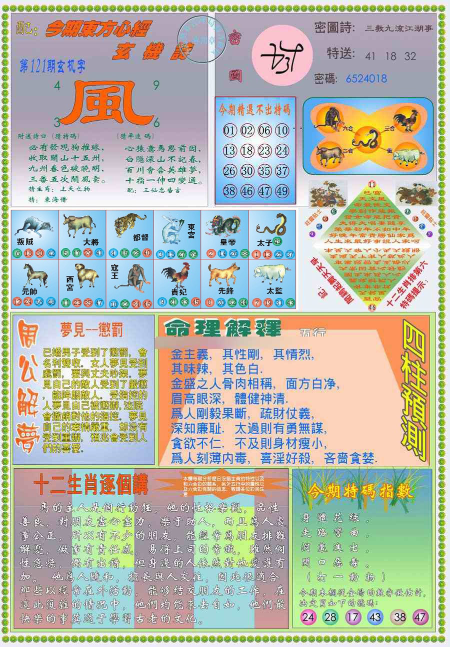 六合彩121期(新版)东方心经B