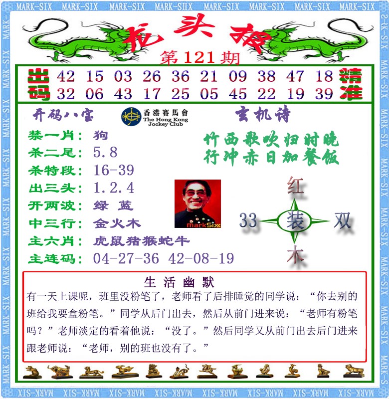 六合彩121期马经龙头报（荐）