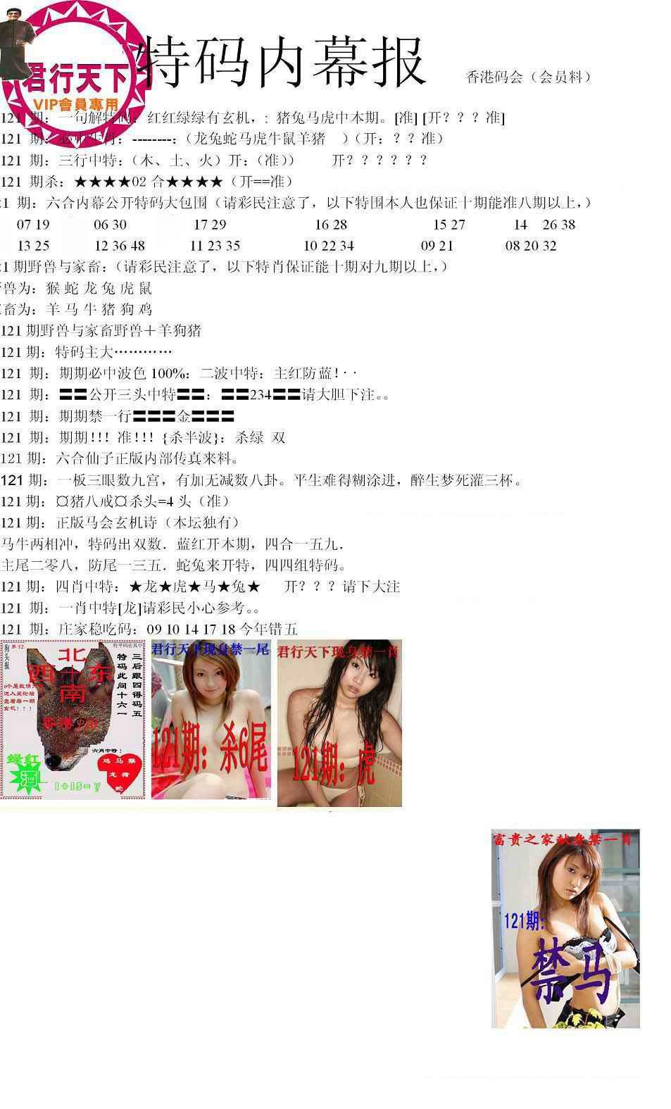 六合彩121期特码内幕报