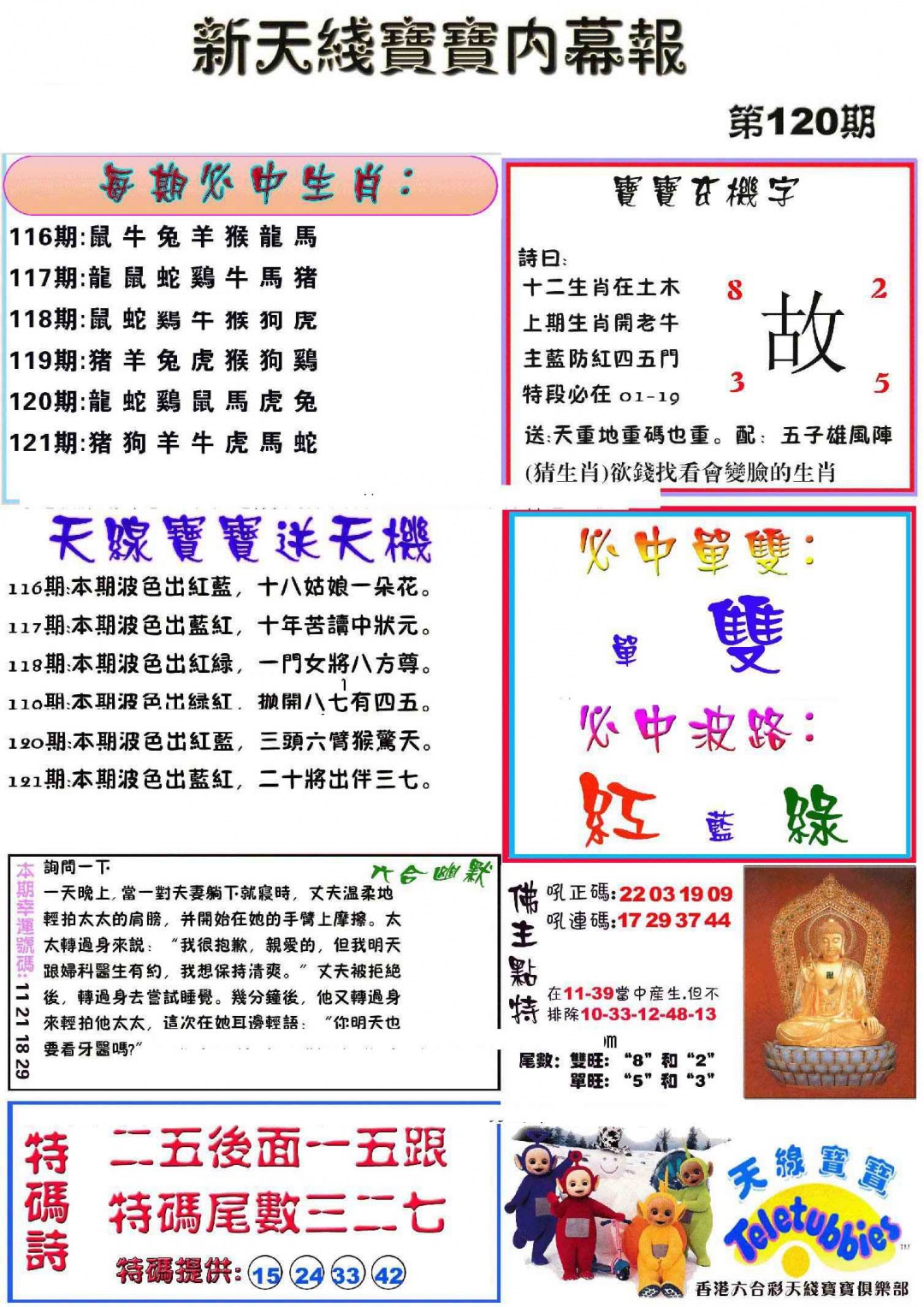 六合彩121期新天线宝宝(彩)