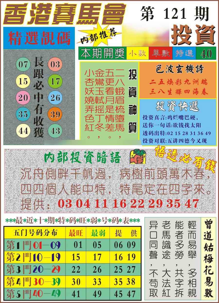 六合彩121期马经投资