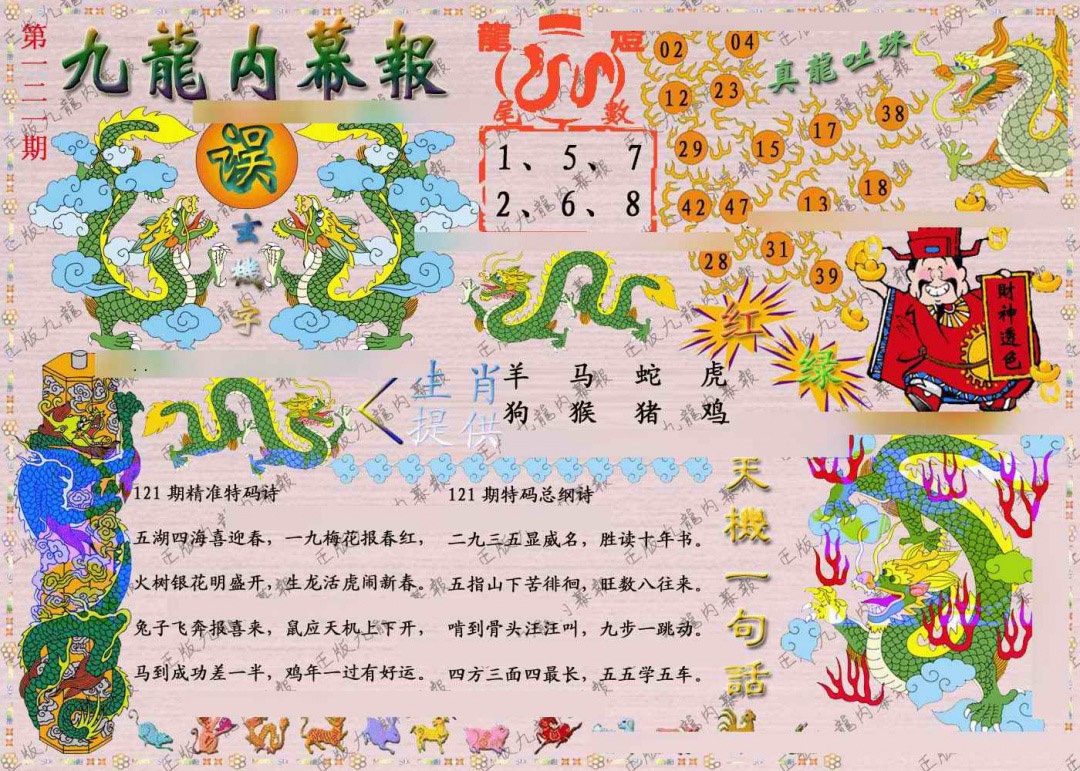 六合彩121期正版九龙内幕报