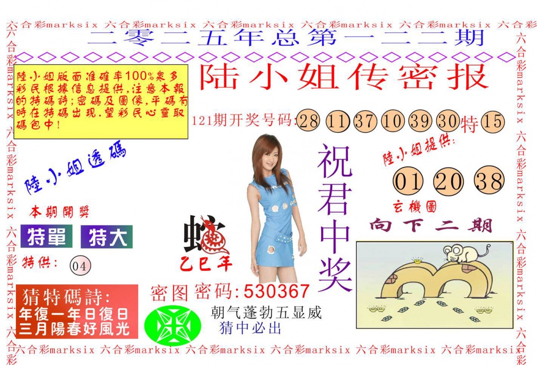 六合彩122期陆小姐传密A