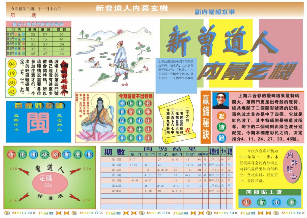 六合彩122期新曾道人内幕A