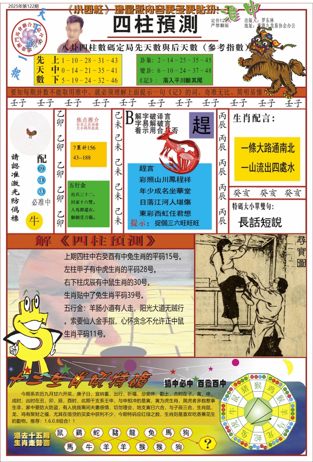 六合彩122期中四柱预测A