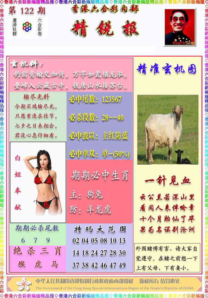 六合彩122期精锐报