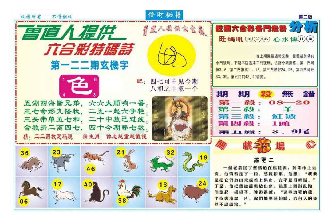 六合彩122期发财秘籍B（新图）