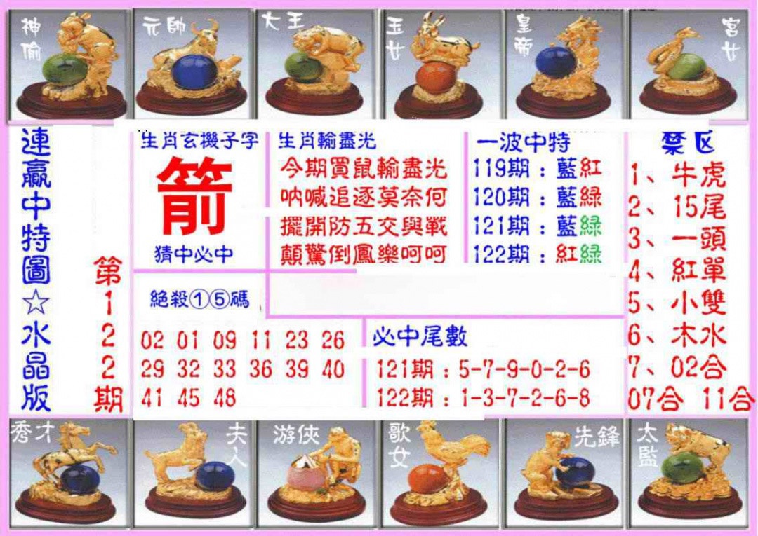 六合彩122期连赢中特图（水晶版）