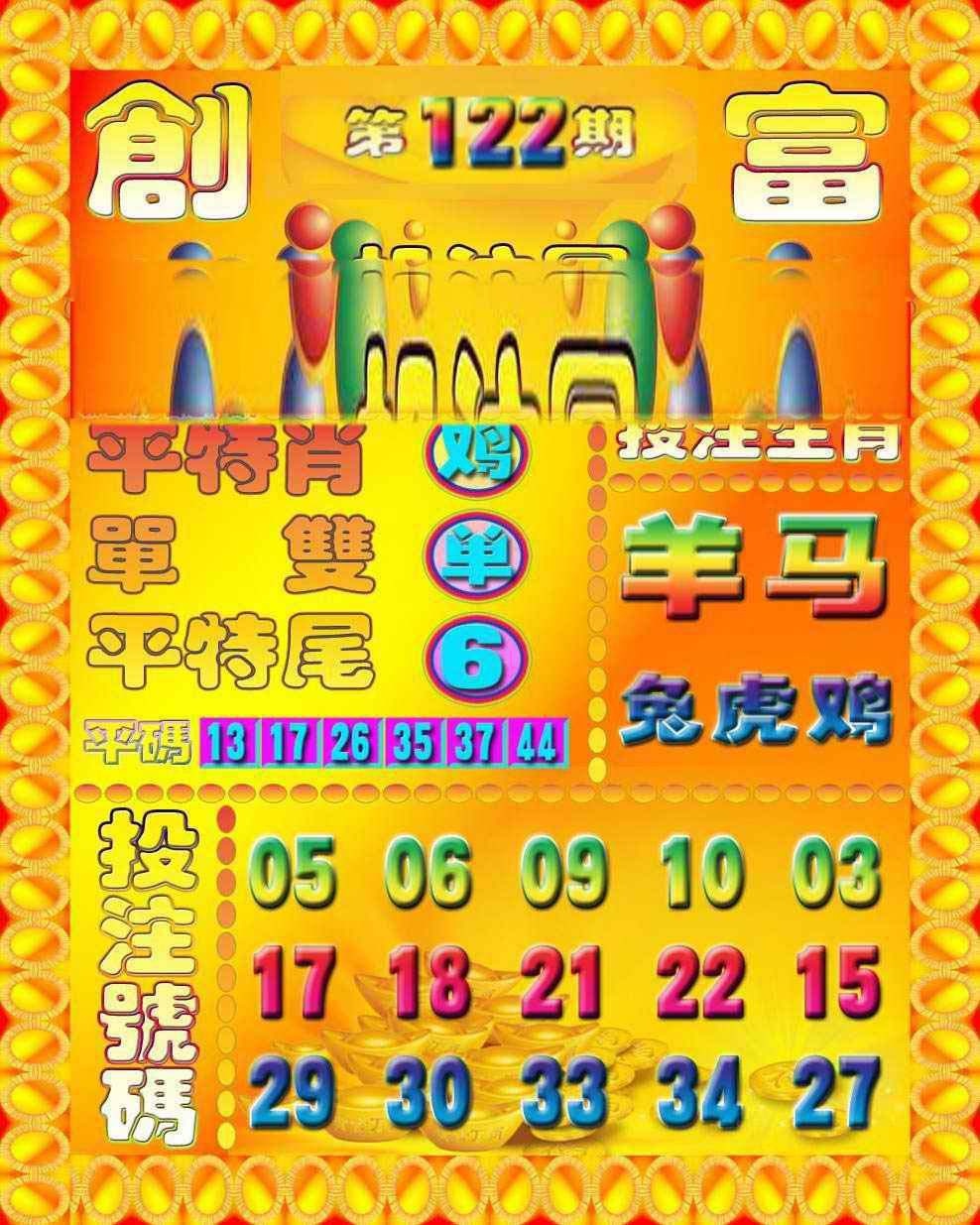 六合彩122期创富投注图