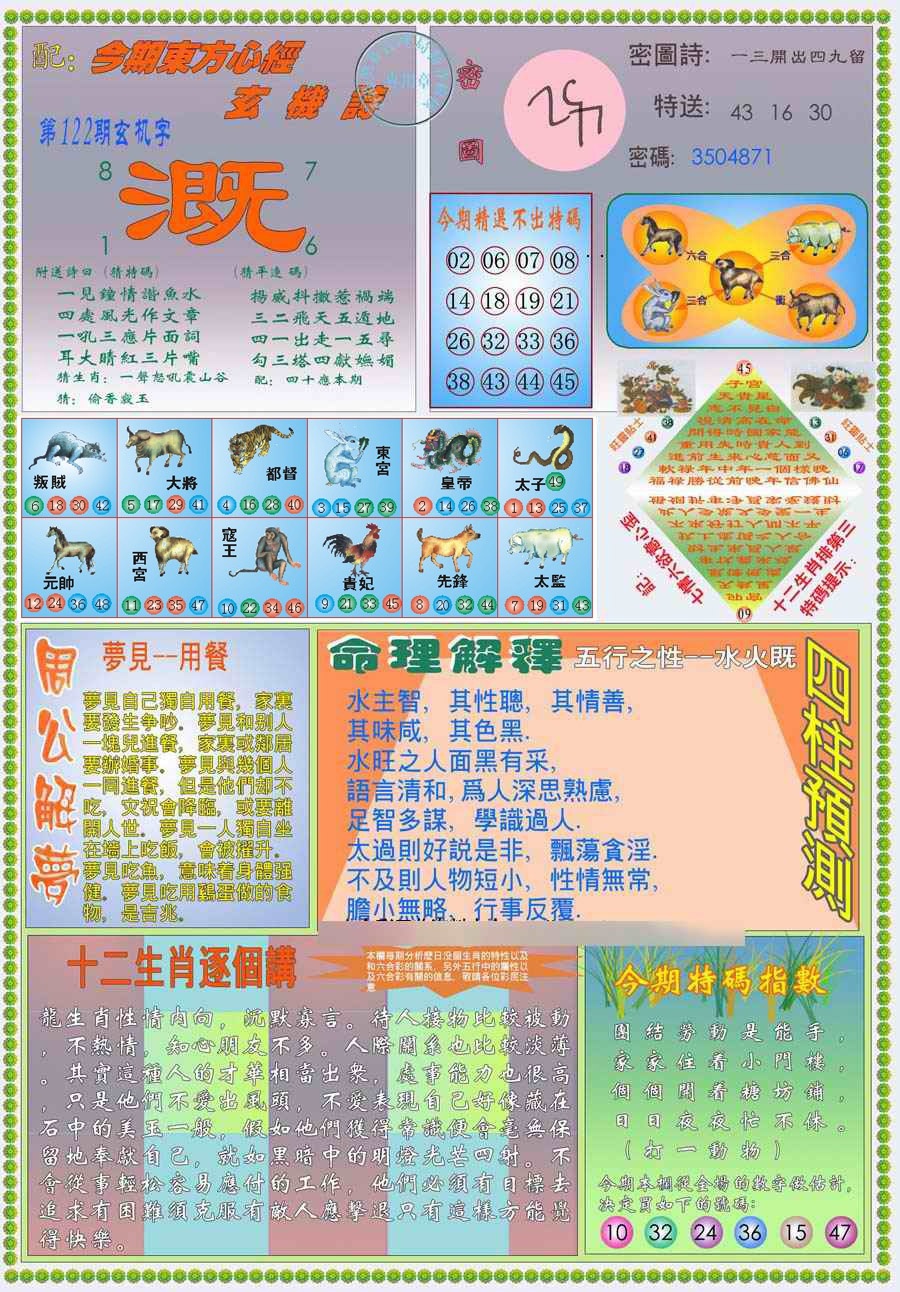 六合彩122期(新版)东方心经B