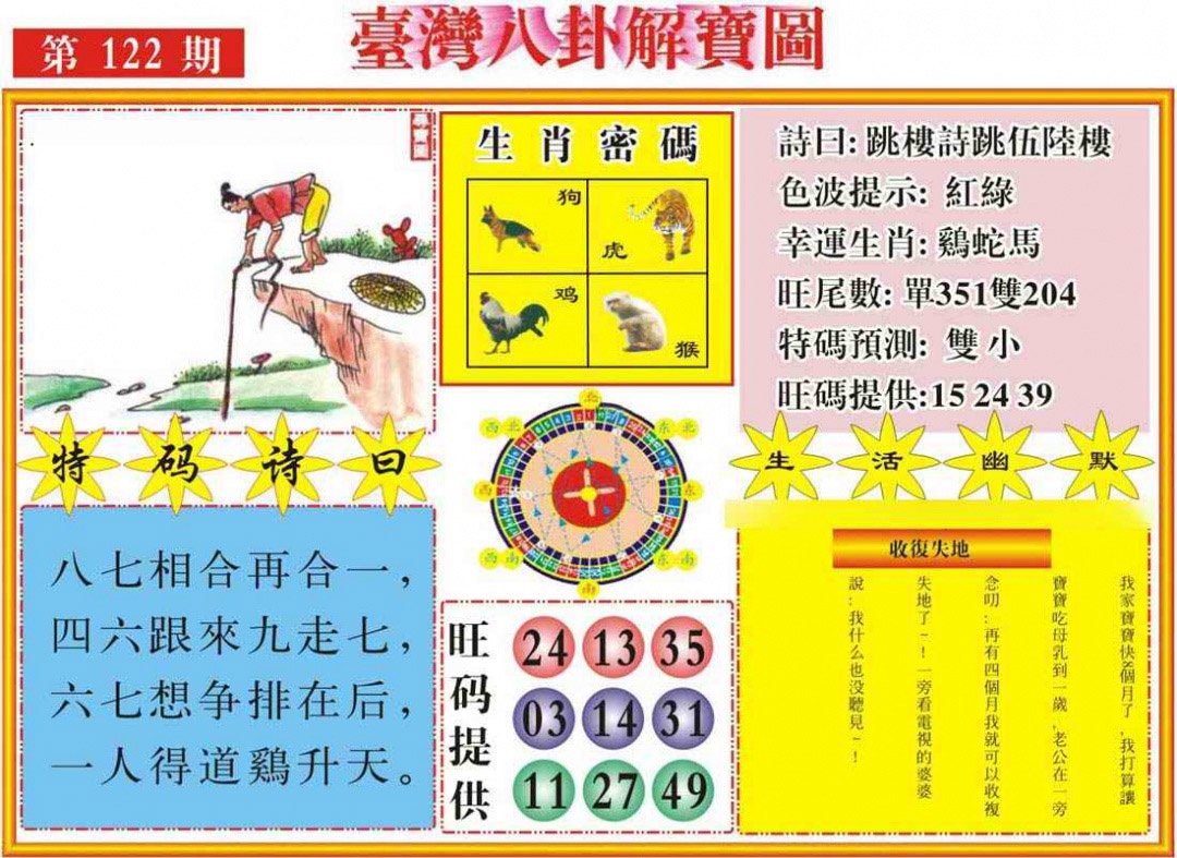六合彩122期台湾八卦解宝图