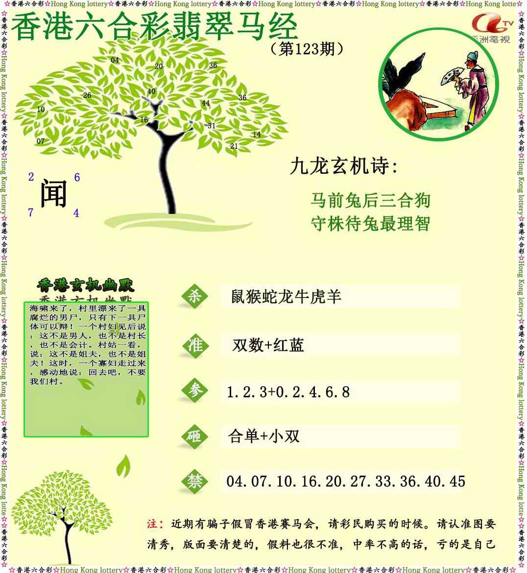 六合彩123期翡翠马经