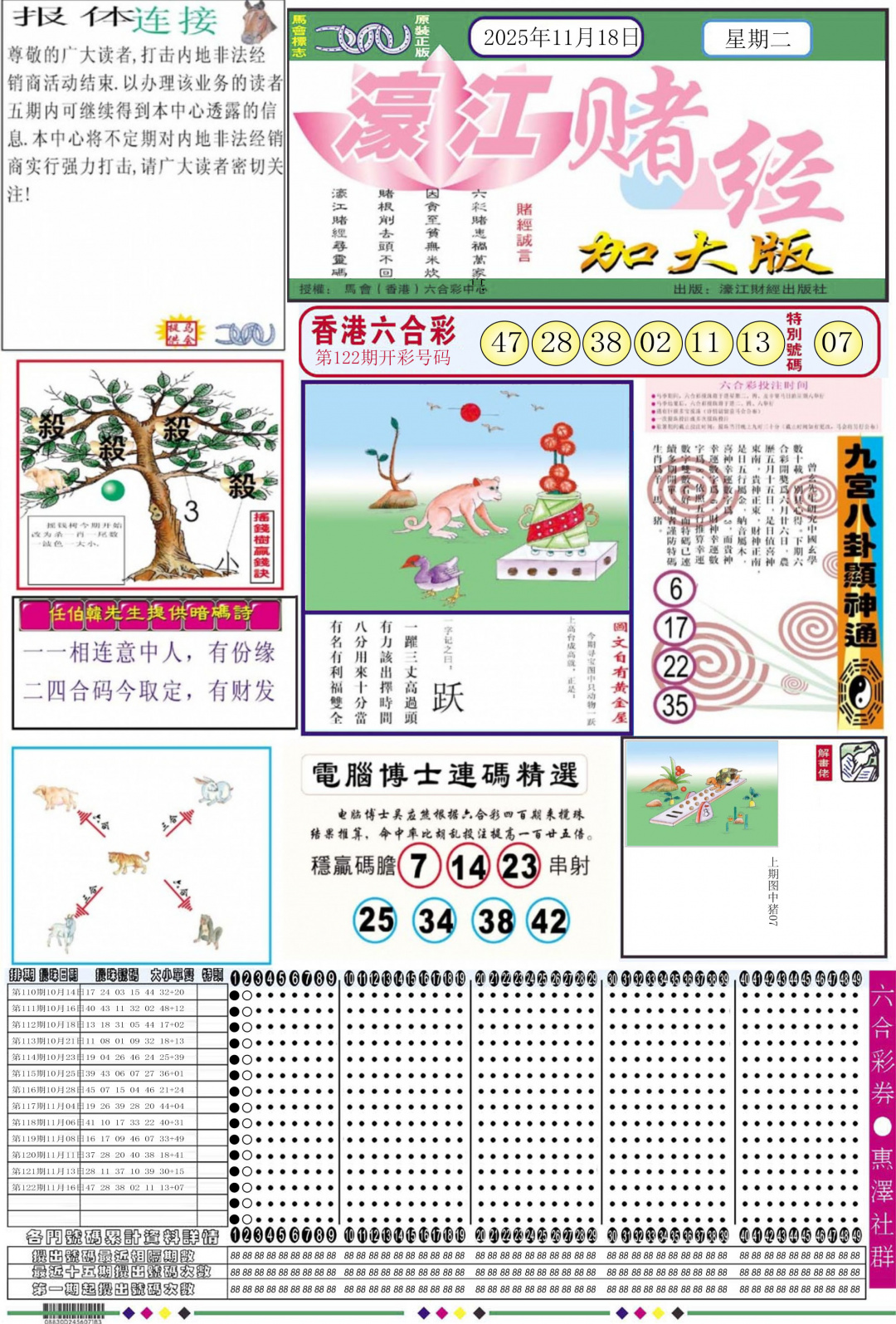 六合彩123期濠江赌经A加大版