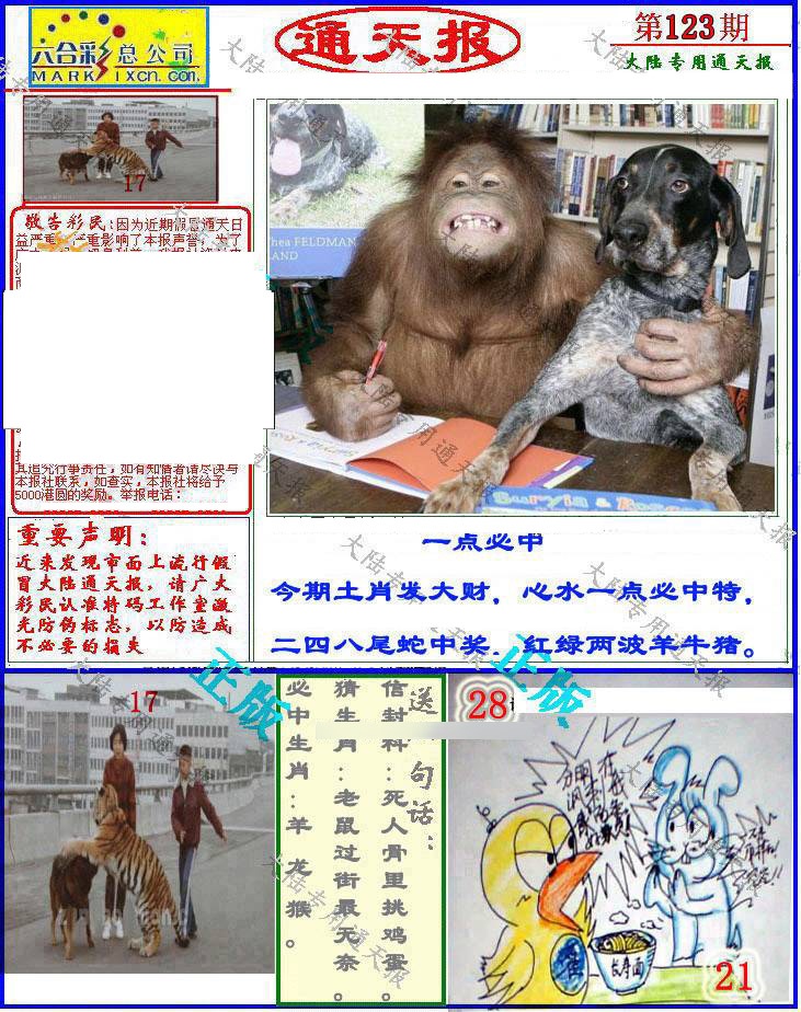 六合彩123期大陆通天报