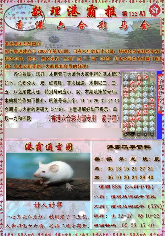 六合彩123期港霸报