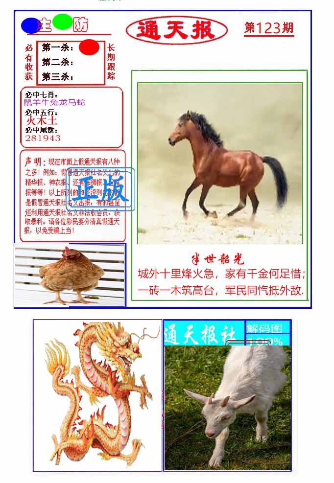 六合彩123期通天杀波图1