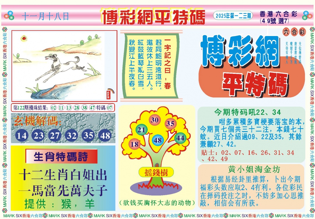 六合彩123期博彩网平特报记录