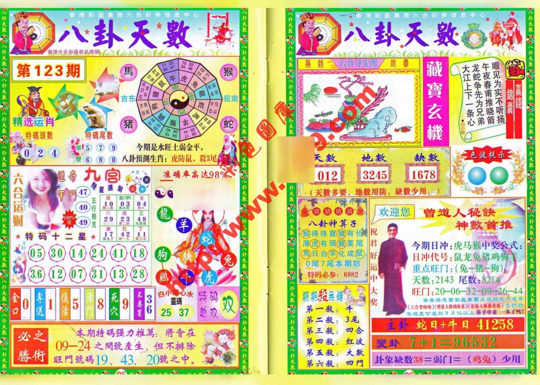 六合彩123期八卦天数