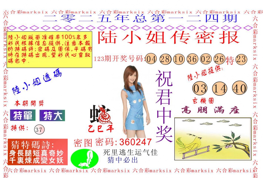 六合彩124期陆小姐传密A