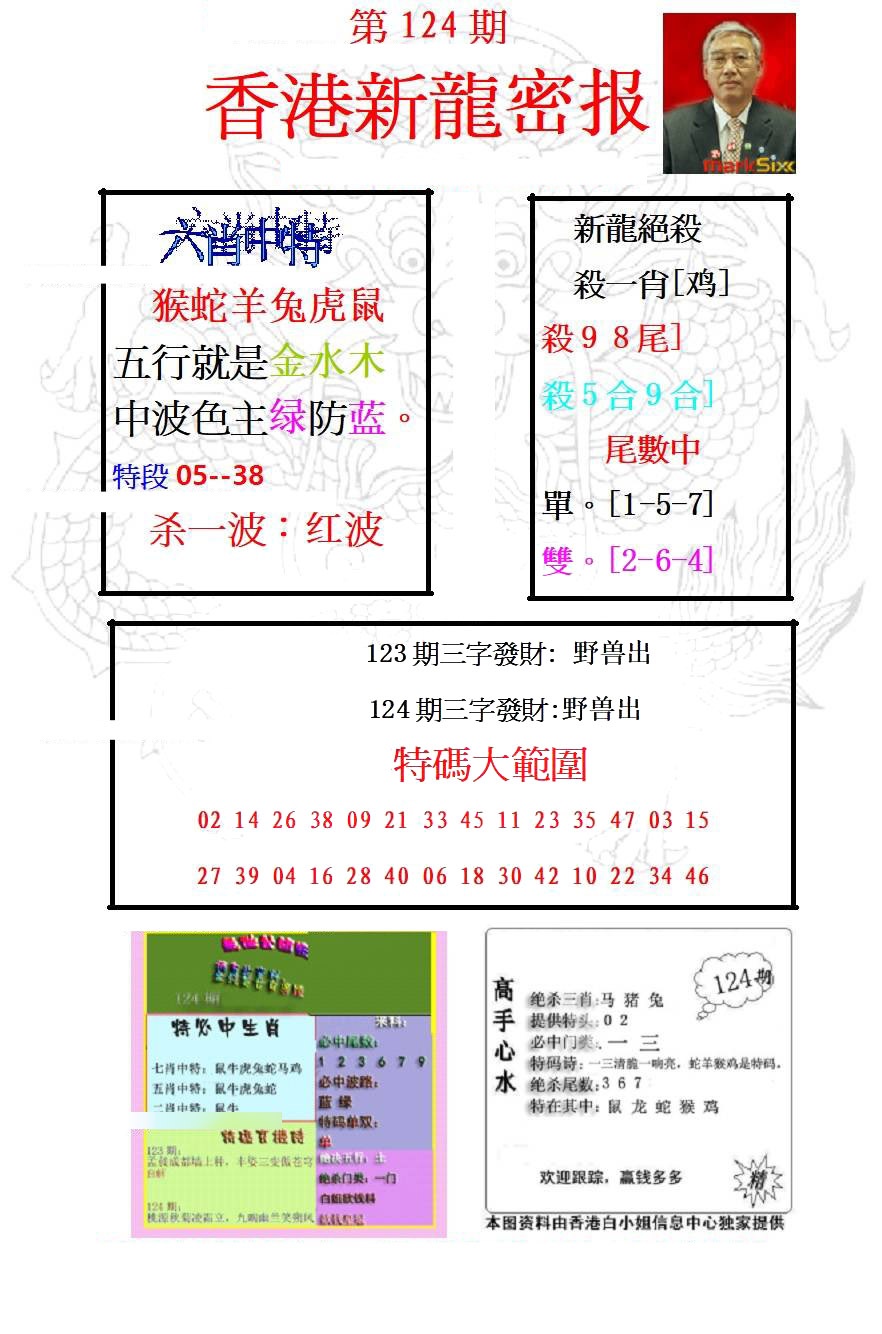 六合彩124期新龙密报