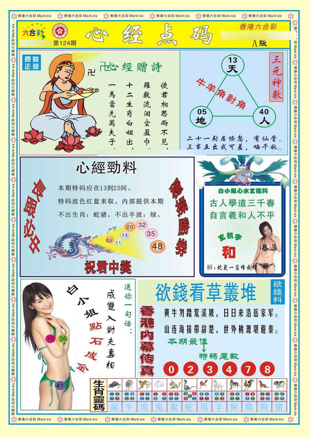 六合彩124期心经点码a（新图）