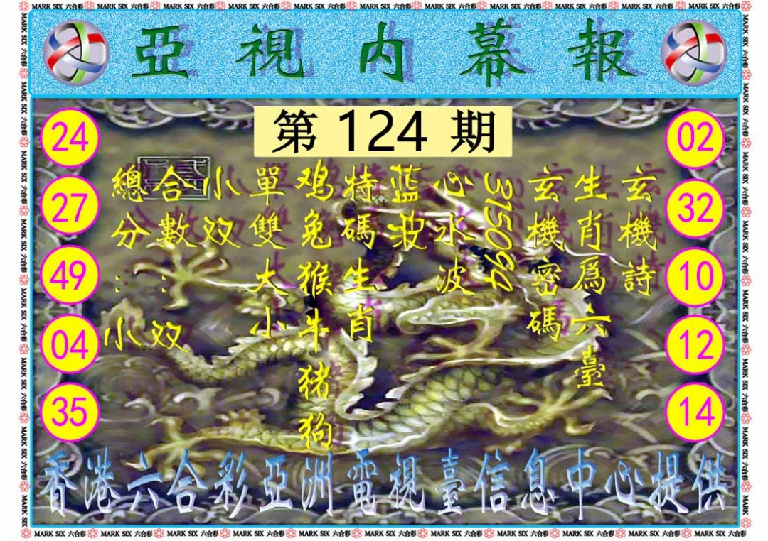 六合彩124期亚视内幕报