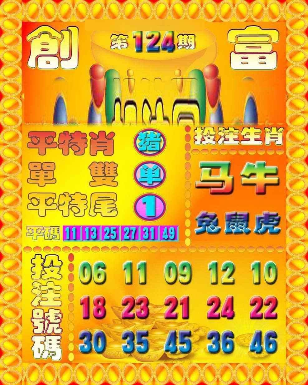 六合彩124期创富投注图