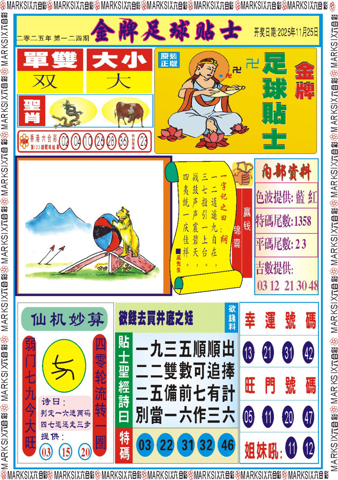 六合彩124期金牌足球贴士记录